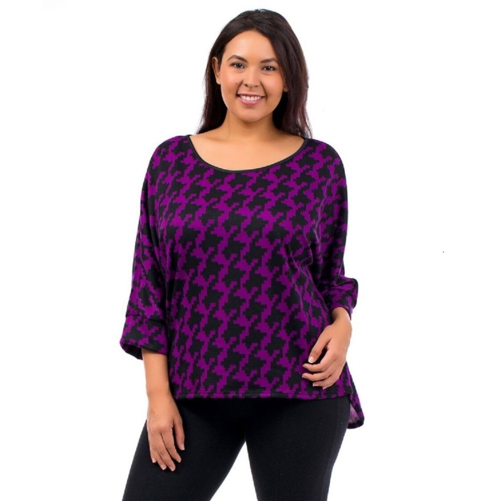 Joseph Q Women's Knit Top Purple-Geo Scoop Neck Plus Size 2XL ***NEW WITHOUT TAG